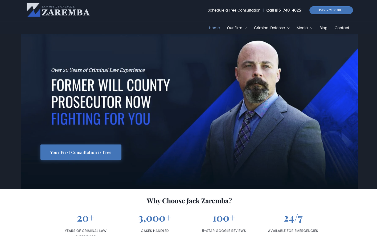 Zaremba Law Office website homepage